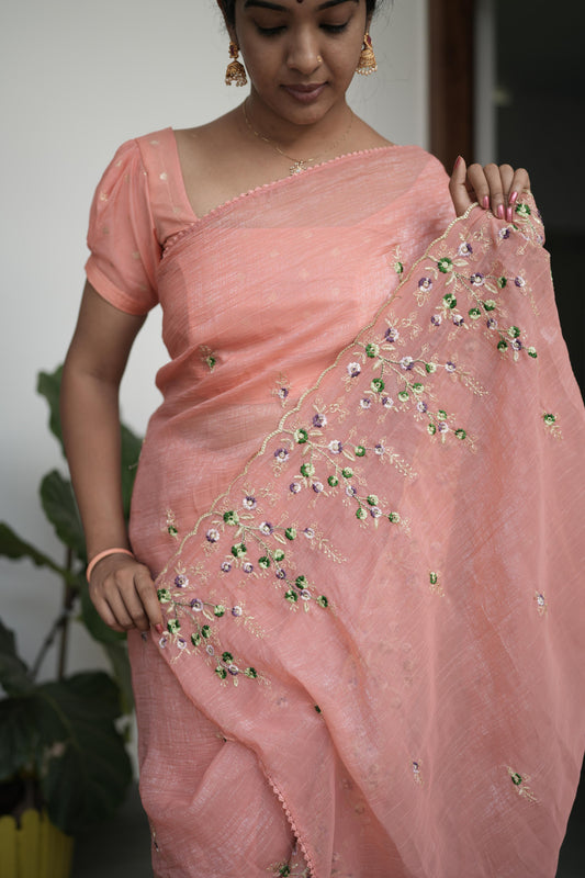 chiffon georgette saree with embroidery