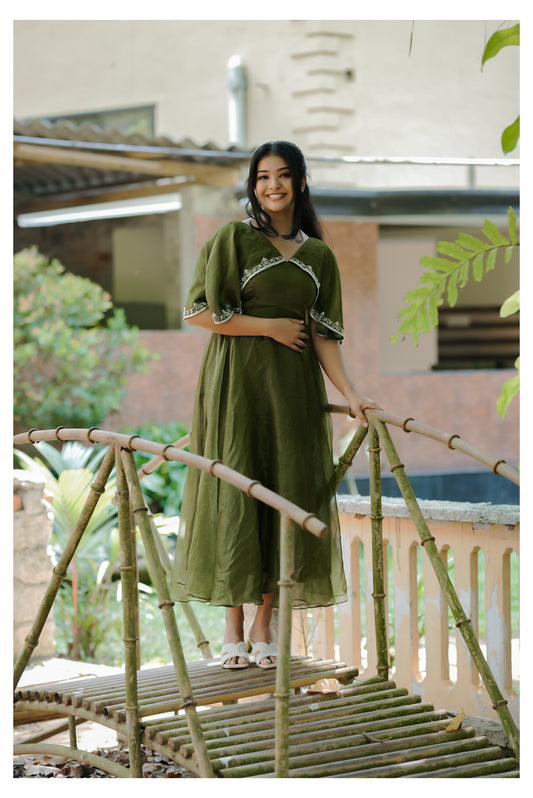 Aari worked stiched gown