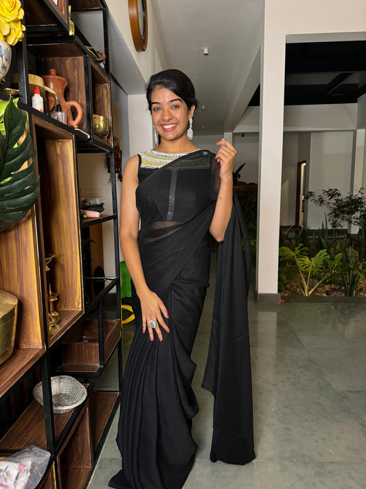 Jet black saree
