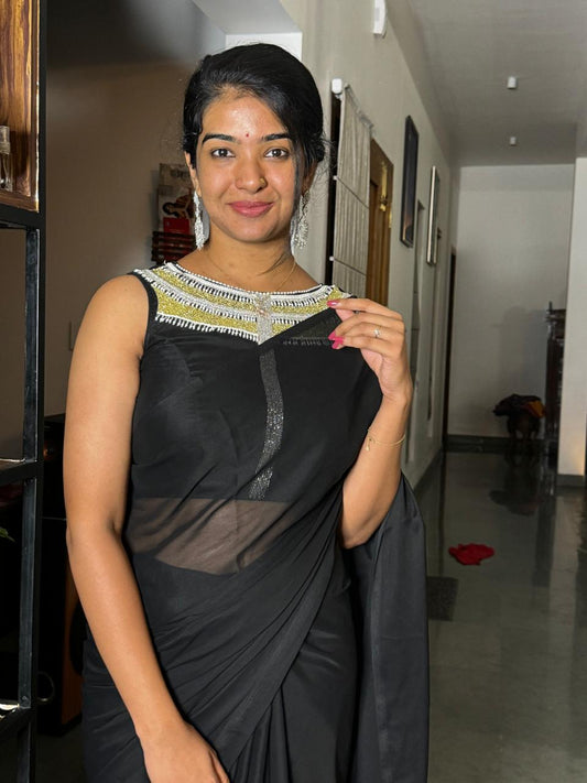 Jet black saree