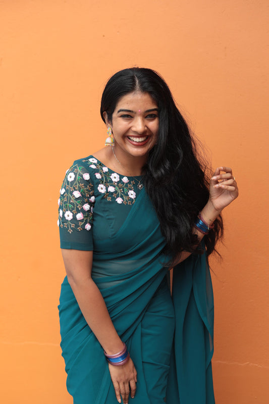 Floral aari worked saree SS1044