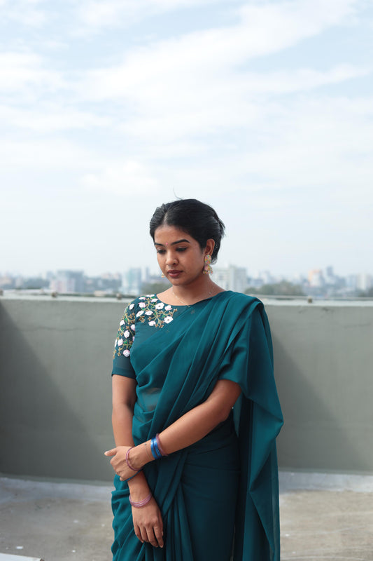 Floral aari worked saree SS1044